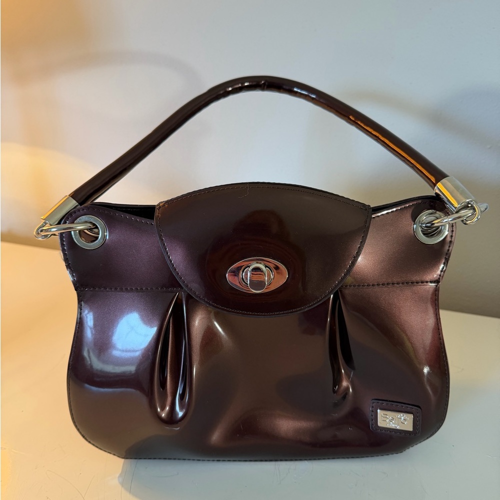 Beijo Glossy Dark Brown Shoulder Bag